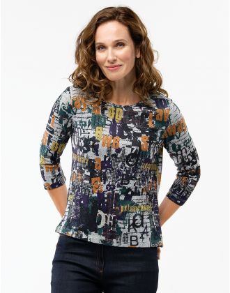 T-shirt imprimé noir vert