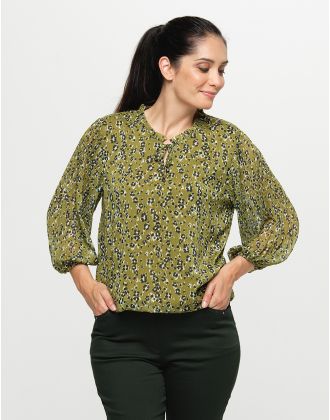 Blouse kaki imprimé