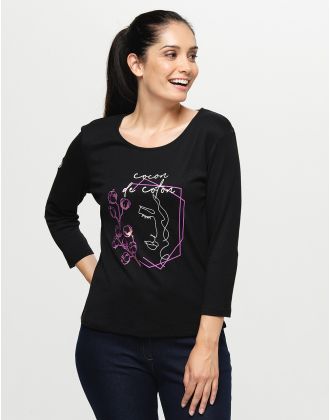 T-shirt coton modal noir