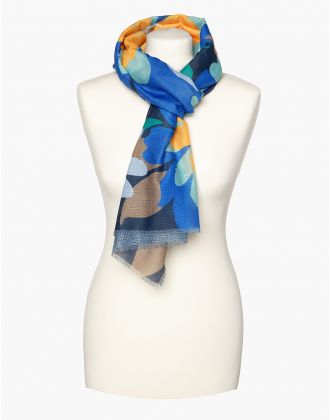 Foulard bleu fleuri