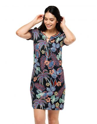 Robe noir feuillages