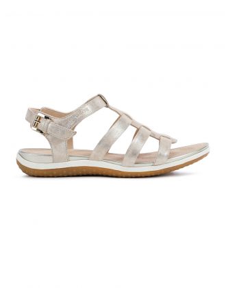 Sandales cuir beige doré