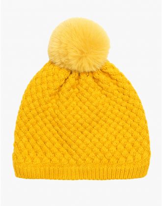 Bonnet ocre pompon