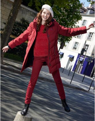 Doudoune longue rouge