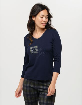 T-shirt marine imprimé