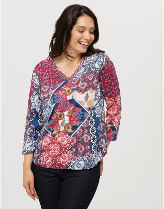 Blouse imprimée rouge