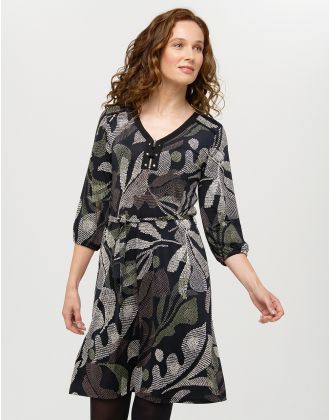 Robe motif feuillage noir