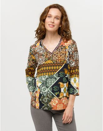 Blouse imprimée kaki