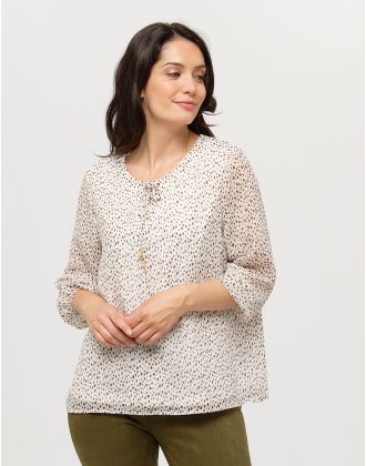 Blouse ample motif écru