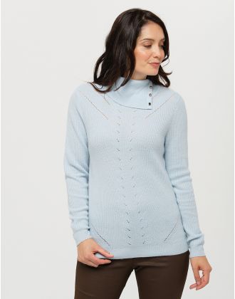 Pull bleu laine cachemire