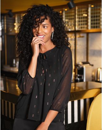 Blouse noir à motifs