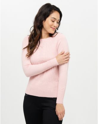 Pull col bateau rose