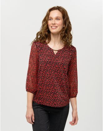 Blouse rouge voile motif