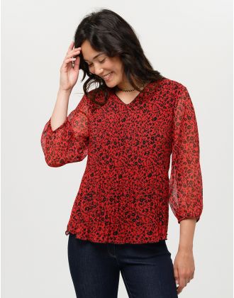 Tunique plissée rouge
