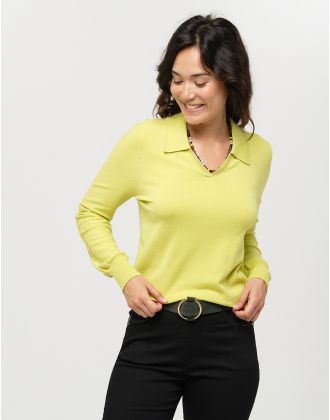 Pull vert anis col polo