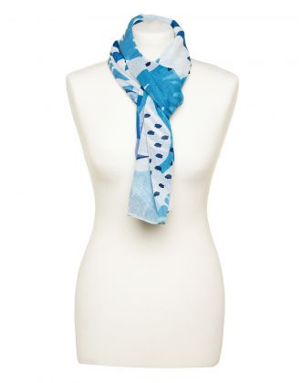 Foulard bleu feuillages
