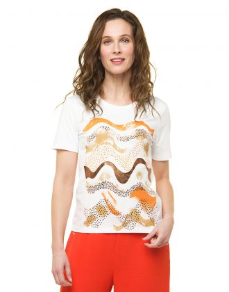 T-shirt blanc à motifs