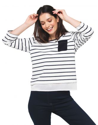 Top marinière blanc