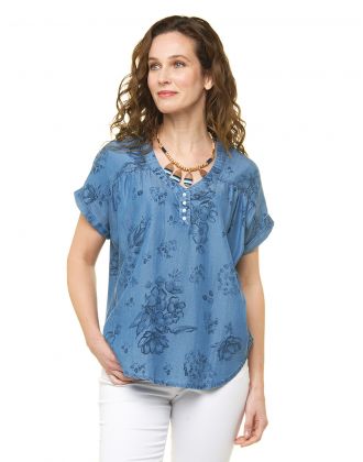 Blouse 100% lyocell bleu