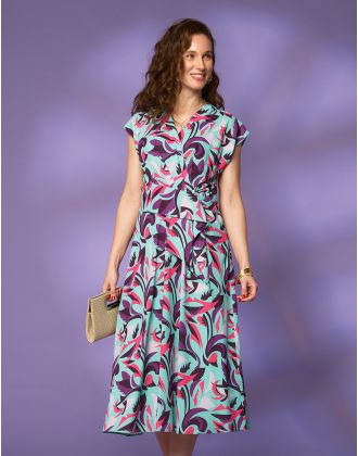 Robe drapée imprimée