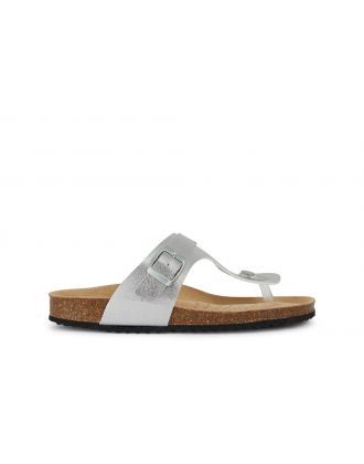 Sandales cuir argenté