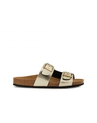Sandales cuir doré
