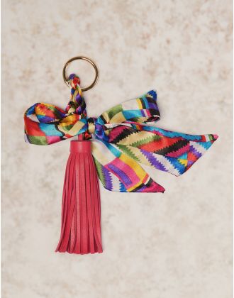 Porte clé pompon rose