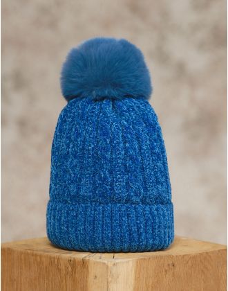 Bonnet pompon bleu