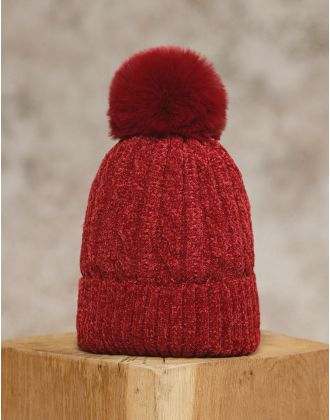 Bonnet pompon rouge