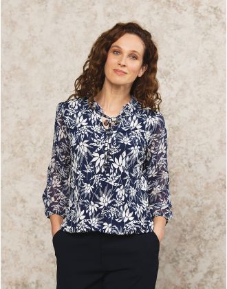 Blouse bleu fleuri