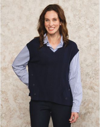 Pull chemisier marine