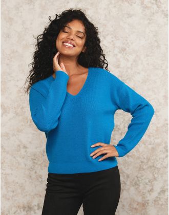Pull mélange laine bleu