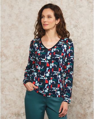 T-shirt bleu motif