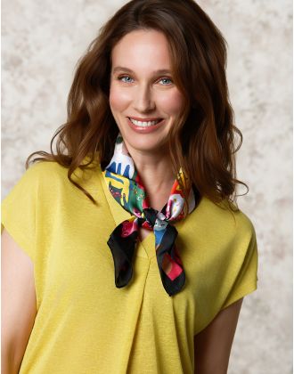 Foulard noir motif chat