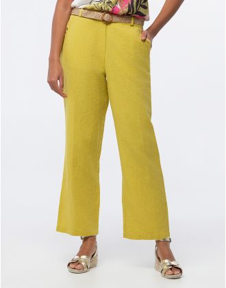 Pantalon lin vert 7/8ème