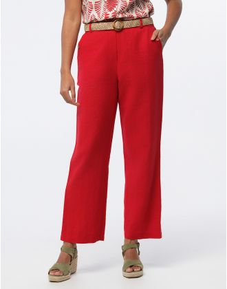 Pantalon lin rouge 7/8ème