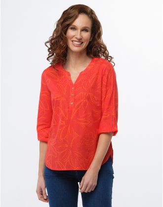 Chemise coton rouge motif