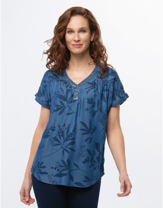Blouse bleu lyocell