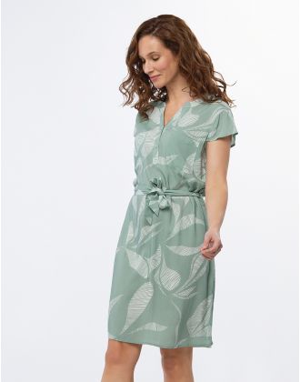 Robe droite vert imprimé