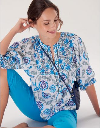 Blouse coton motif fleuri