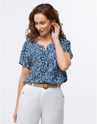 Blouse bleu imprimé