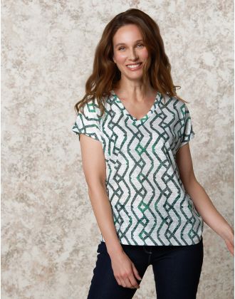 T-shirt blanc motif vert
