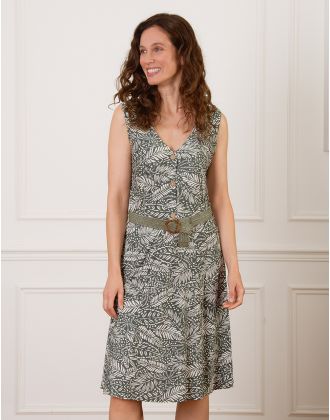 Robe vert kaki à motif