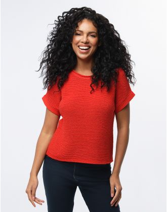 Pull rouge manche courte