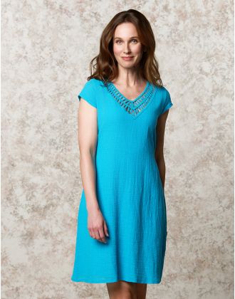 Robe gaze de coton cyan