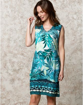 Robe motif tropical vert