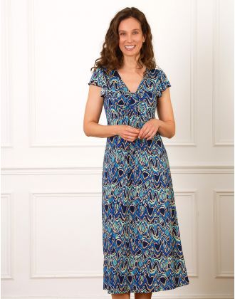 Robe longue imprimé bleu