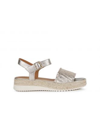 Sandale corde cuir argent