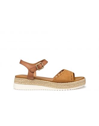 Sandale corde cuir camel