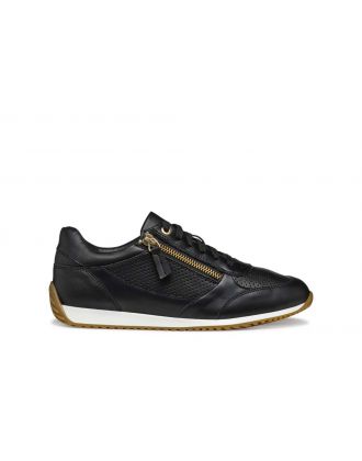 Baskets zip cuir noir